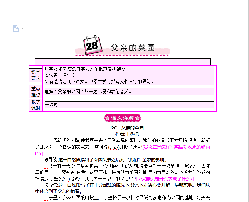 [导学教案]28 父亲的菜园
